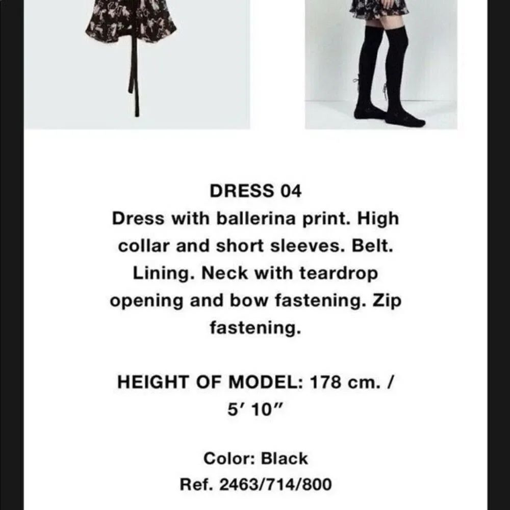 ✨ZARA STUDIO BALLET PRINT RUFFLE SZ XS/S DRESS✨ - Picture 5 of 11